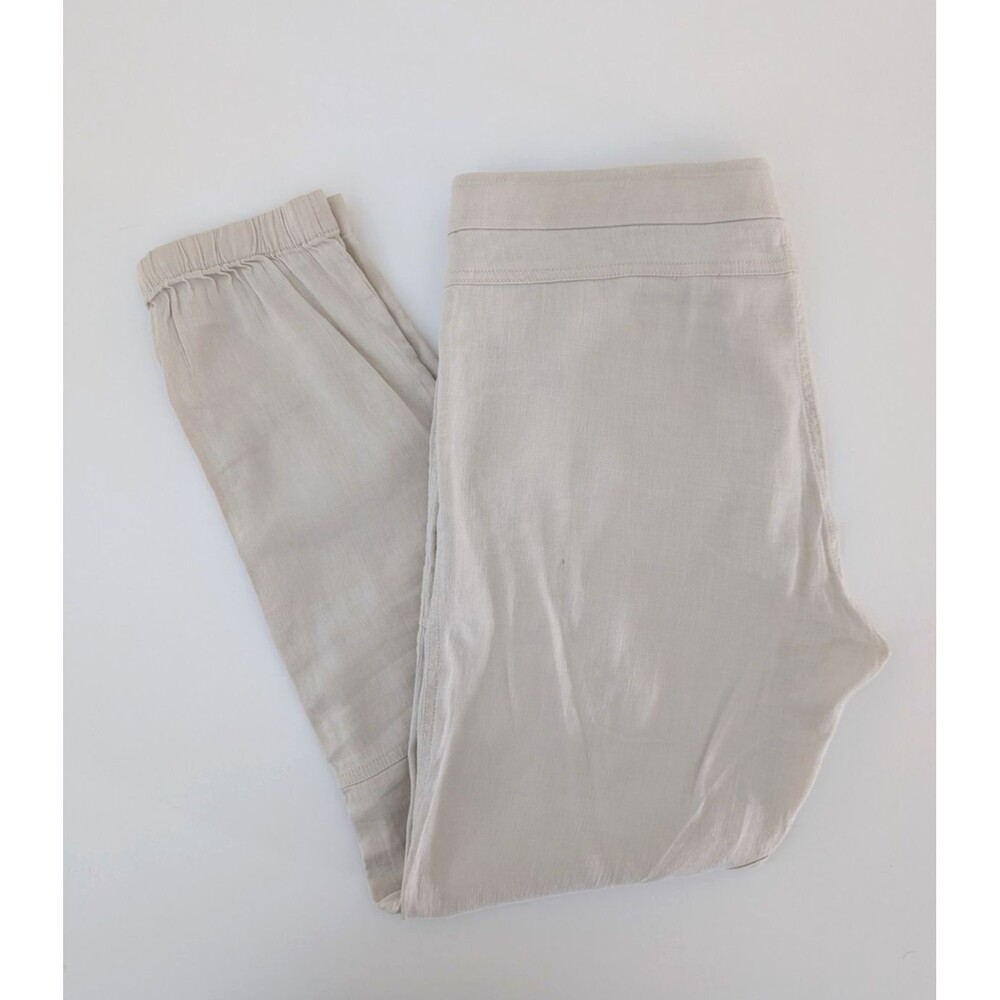 Vince Pants Beige Linen Patchwork Cargo Cuffed Ankle Casual Trousers Women’s 10